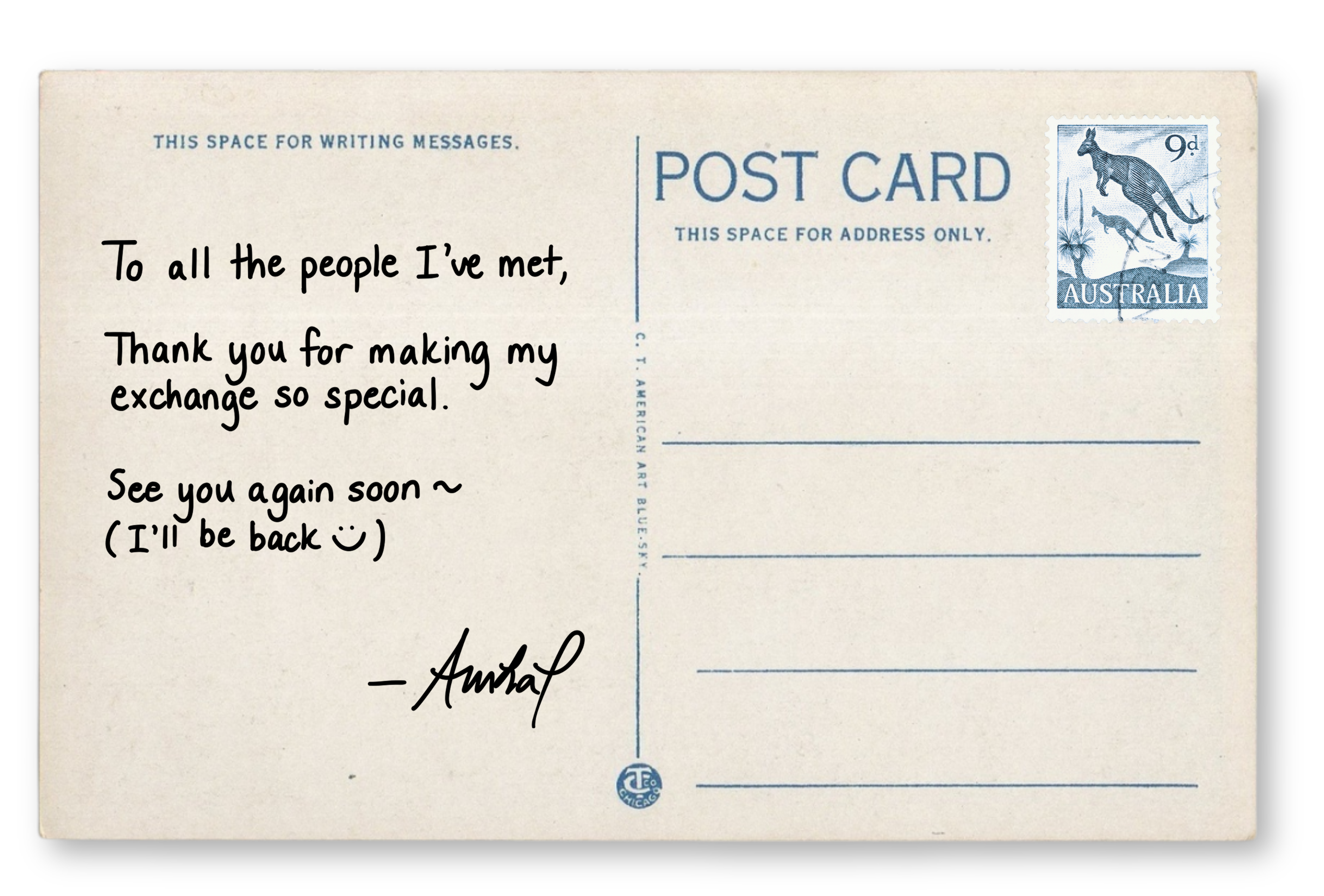 Back of a Postcard with Message